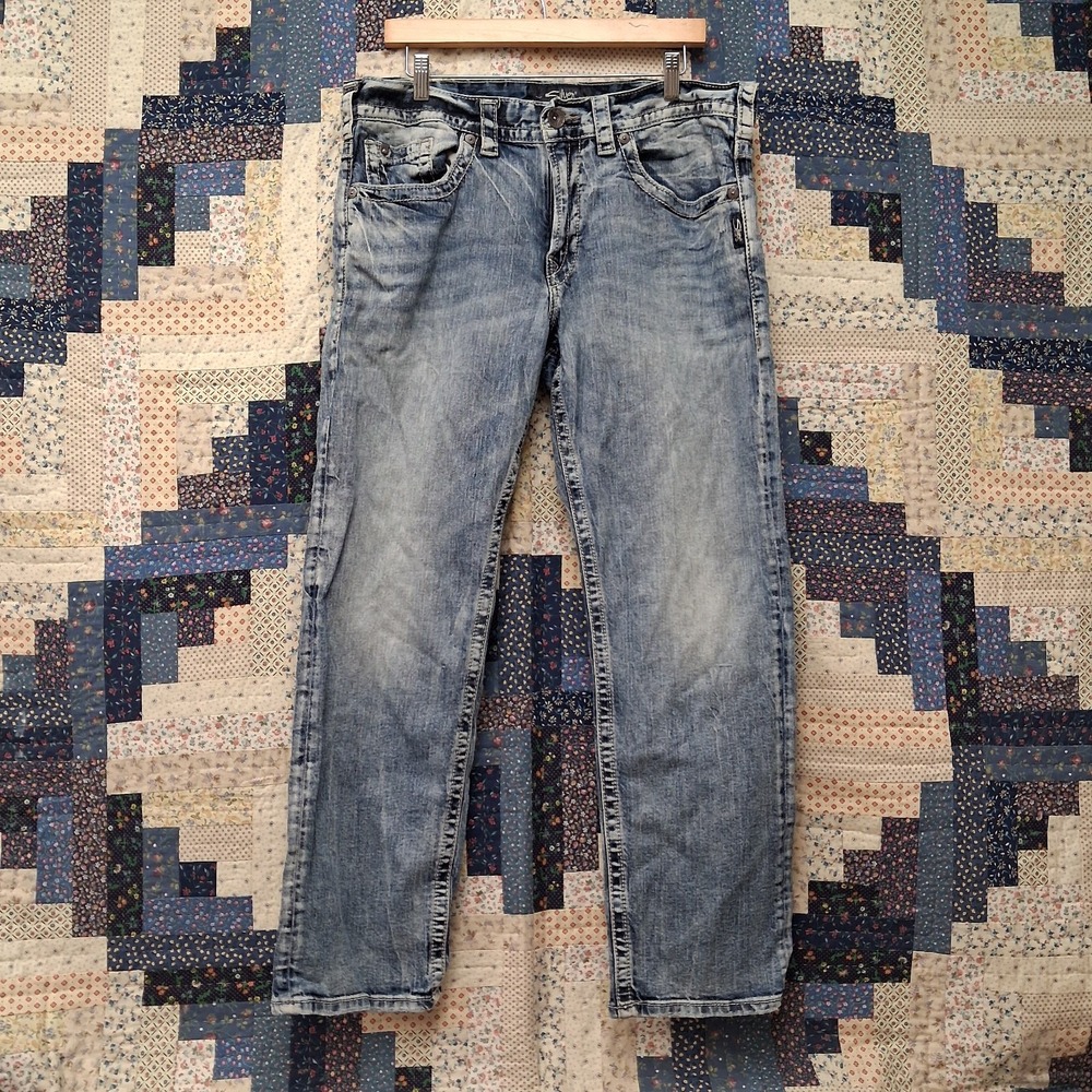 Silver Jeans Co Eddie Mens 36x30 Relaxed Tapered EMC Stretch Denim Blue Jeans